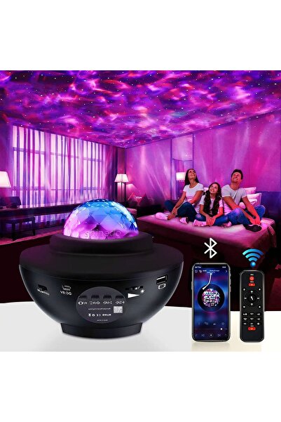 TechTic Starry Projektör Yıldız Gece Lambası Disko Topu Bluetooth USB Hoparlör Çocuk Odası Hediye