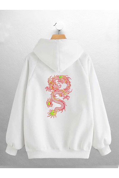 macklin Hanorac unisex pentru bărbați, cu imprimeu Dragon Roșu