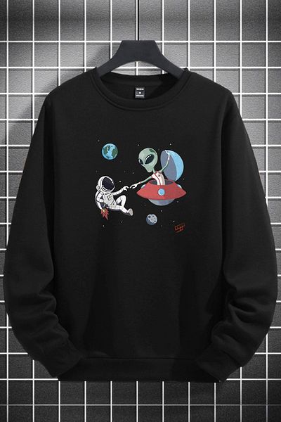 macklin Unisex Γυναικεία Ανδρικά Φούτερ Alien Astronaut με στάμπα με λαιμόκοψη