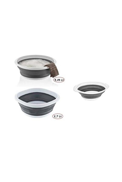 Onay Store 3 Parça Akordiyon Katlanır Süzgeç Badya (2,7LT-5LT) - Çeyiz Seti -...