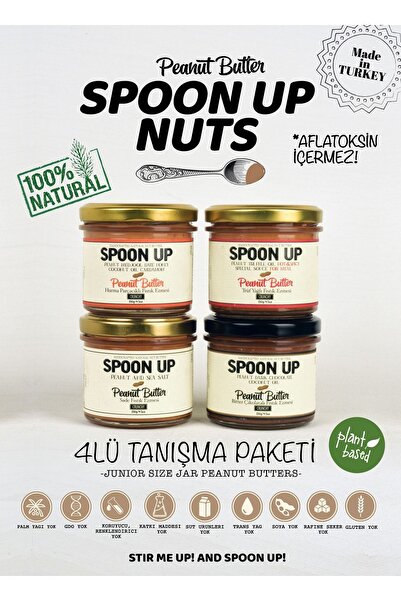 SPOONUP 4lü Fıstık Ezmesi Tanışma Paketi (130GX4) (ŞEKERSİZ,GLUTENSİZ,KATKISIZ VE VEGAN)