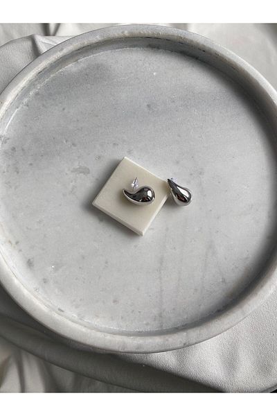 Lila takı Steel Silver Small Size Drop Earrings