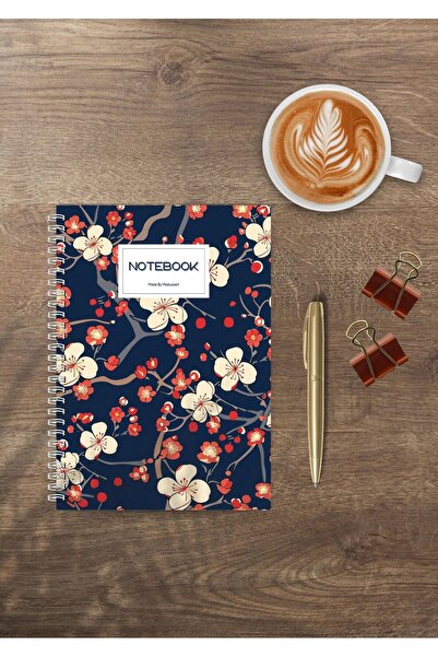 MEDUSAART ÇİÇEK DESENLİ A5 SPİRALLİ OKUL DEFTERİ 60 YAPRAK - ÇİZGİSİZ