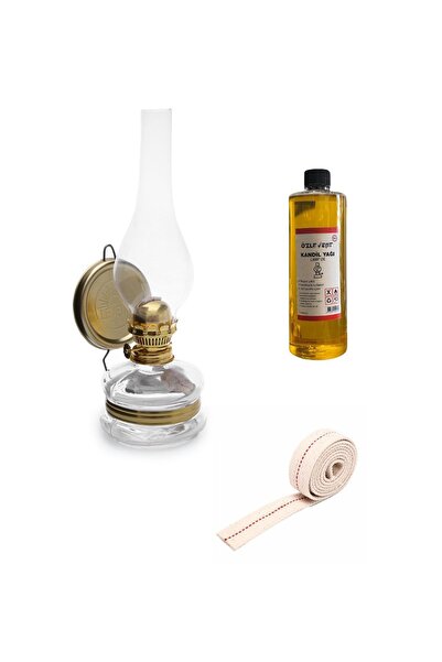 ÖZLEVENT Klasik Gaz Lambası 400 ml Sarı Kandil Yakıtı 50cm Fitil Set
