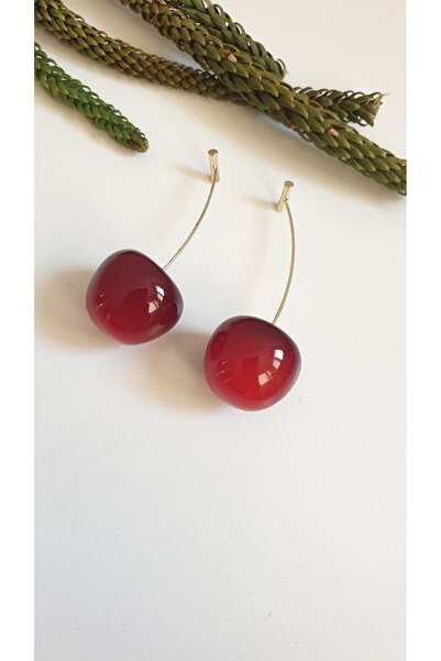 Feride Cherry Earrings Women's Cherry Trend Cherry Earrings Stainless Steel Antialergic Earrings Fmaccesories