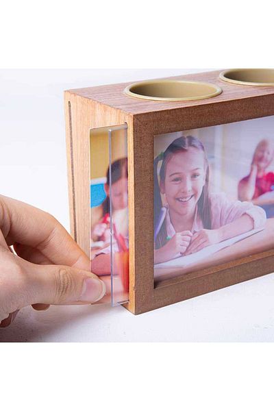 zeuscolor Fsahion Photo Wooden Double Sided Photo Frame with Pen Holder - 10X15