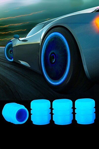 ThenTech Lastik Sibop Kapağı Seti 4 Adet Fosforlu Işığı Toplayan Mavi Renkli ...