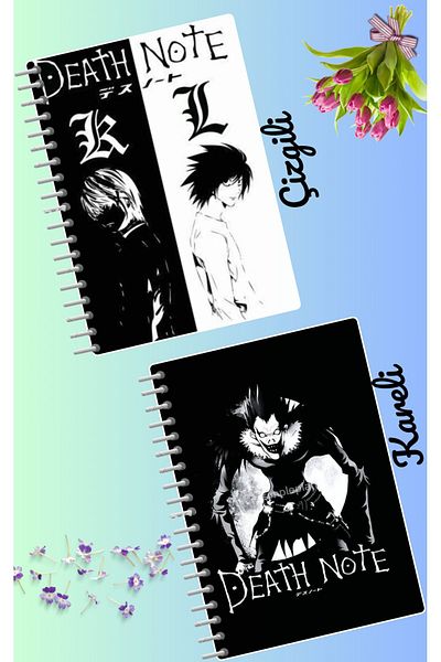 animeandyourworld Death note light yagami notebook set 2 pcs A4 size 21*30 lined + checked 60 syf