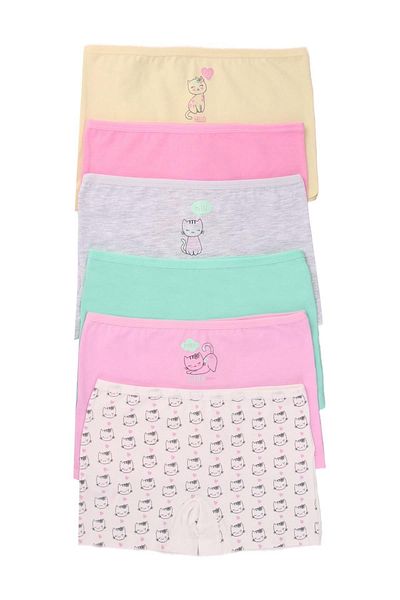 DOMİ Kids Girls Colorful Cotton Lycra Boxers 6 Pack 89500-27