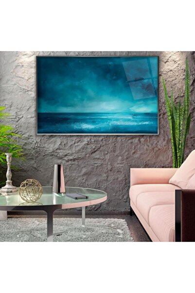 EMYA HOME Tablou din sticlă oceanică cu cadru metalic