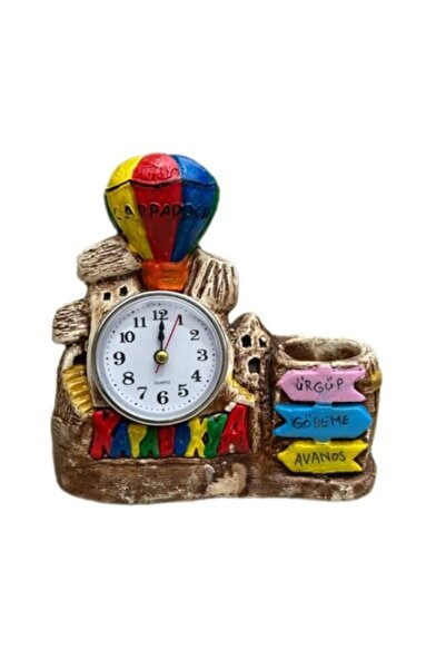 ATHSTORE Kapadokya Peribacası Alçı Küçük Masa Saati - Kalemlik