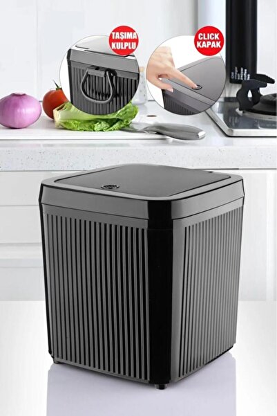 Genel Markalar Tezgah Üstü Taşıma Kulplu Clıck Kapaklı Çöp Kovası 5 lt