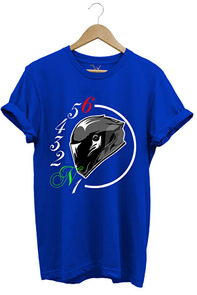 WİDİ Motorcycle Rider Motorcycle Shifts și Cască Design 1n23456 Tricou albastru cu croiala normală 100% bumbac