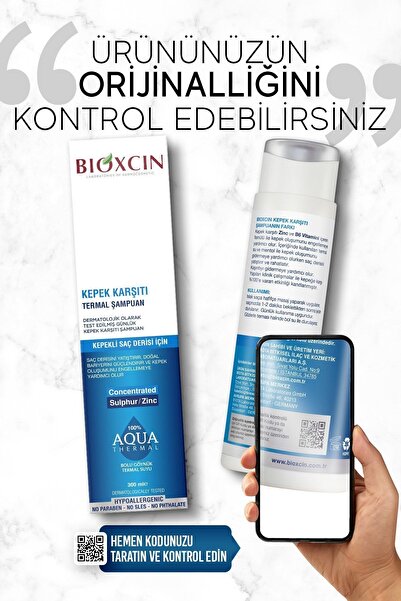 Bioxcin Aqua Thermal Kepek Karşıtı Şampuan 300ml Tüm Saç Tipleri 3'lü