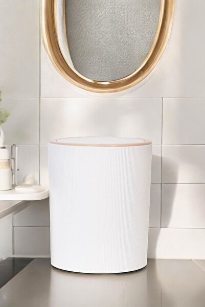 St Morritz Lüks Ahşap Desenli Banyo Mutfak Çöp Kovası