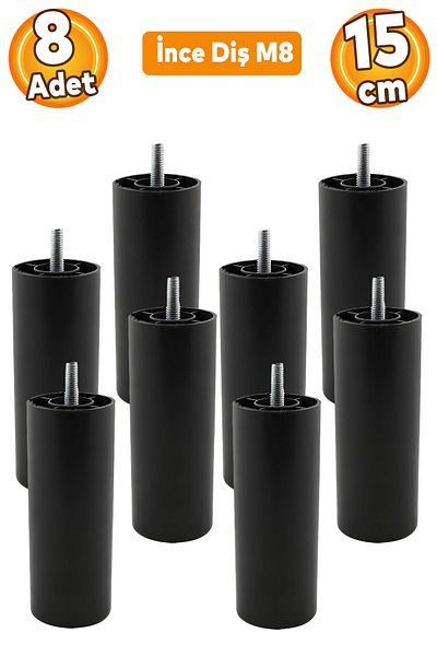 Badem10 Mobilier Canapea Fotoliu Baza Upgrade M8 Șuruburi Dinți Fini Suport Picior Picioare Negru 15cm 8Buc