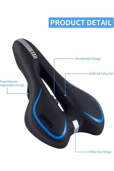 Asroya Comfortable Soft Gel - Wide Bike Saddle and Seat Bike Accessory