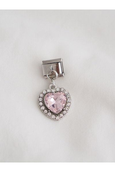 Planet Butik Pink Zircon Stone ITalian Dangle Charm