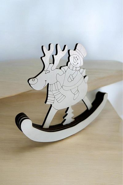 Elfora Christmas Deer Santa Claus Wooden Ornament Deer Ornament Christmas Tree Table Ornament 13 cm 1 Piece