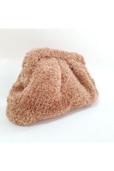 KarmaBoutik Peluş Kürk Gizli Klipsli El / Portföy / Clutch Çanta