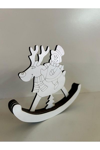 Elfora Christmas Deer Santa Claus Wooden Ornament Deer Ornament Christmas Tree Table Ornament 13 cm 1 Piece