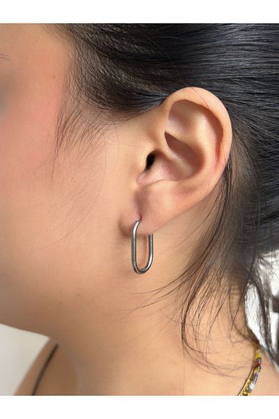 axexuar 316L SiLver GraY CoLor - ReaL SteeL Heart Oval Star motif SurgicaL Earrings