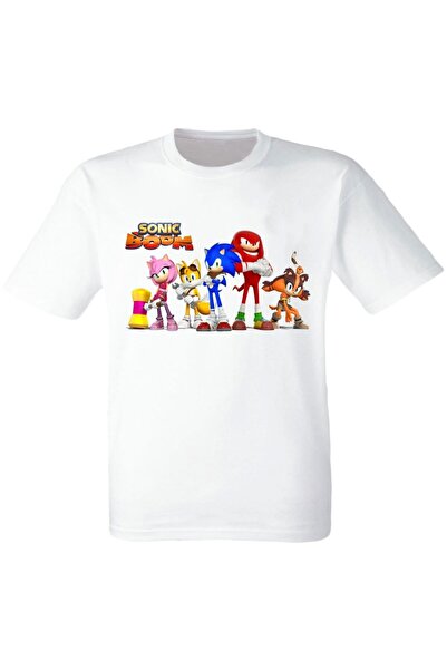 YUNAYT تي شيرت للأطفال بطبعة سونيك مختلطة