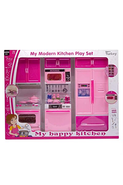 scntoys My Happy Kitchen Modern 3'lü Mutfak Seti Eğitici Oyuncak Evcilik Seti  Oyuncak Buzdolabı Fırın