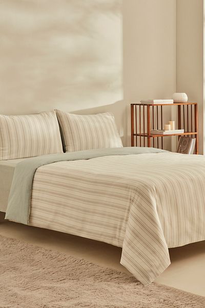 Karaca Home Set cuvertură dublă vopsită în fire Esmo Gri deschis