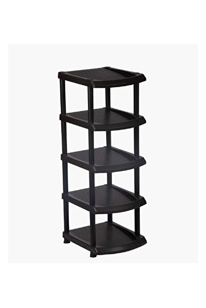 KOZART 5 Katlı Tekli Siyah Plastik Ayakkabılık - Yer Tasarrufu Ve Ekonomik Çözüm
