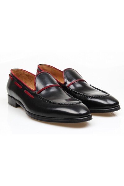 Butik Black Color Laceless Genuine Leather Men's Shoes