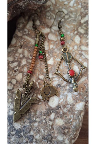 azra takı tasarım Hippie and Bohemian Dress - Elephant and Arrow Figured Women's Earrings