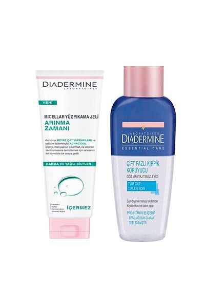 Diadermine Micellar Face Wash Gel Purification Time 150ml + Eye Makeup Cleansing Water 125ml