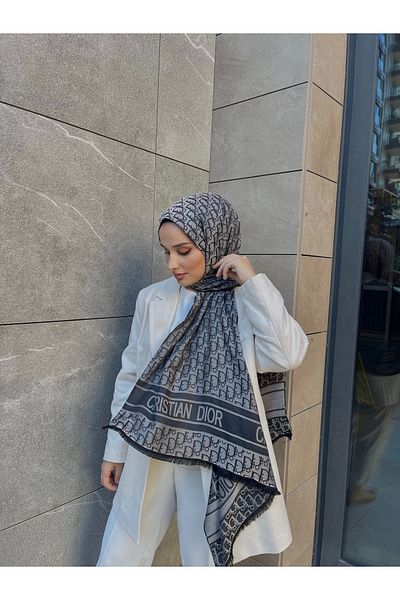 QARYA TASARIM Italian Jacquard Silk Shawl - D Pattern, Double Sided 96518