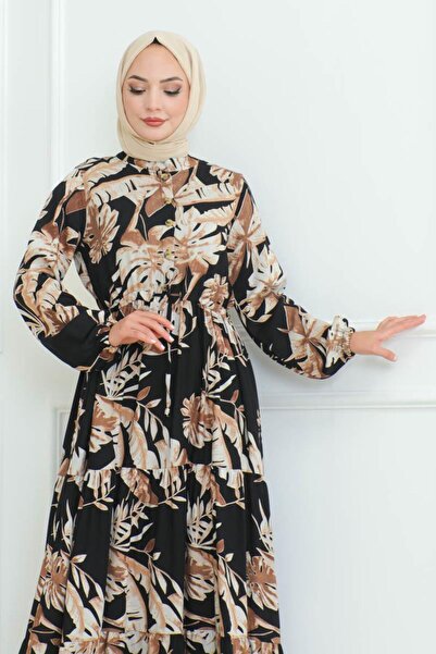 SGS Μαύρο Φόρεμα Μαύρο Χιτζάμπ - Μοτίβο Παλάμης