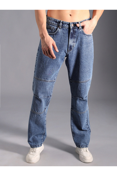High Star By Styli Cut & Sew Panel Mid Rise Straight Fit Jeans