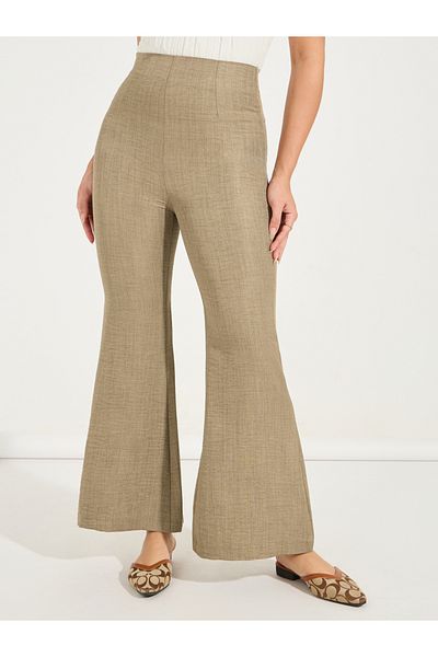 Styli Loose Flare Fit Linen Look Trousers
