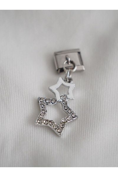 Planet Butik Double Star Italian Charm with Dangle