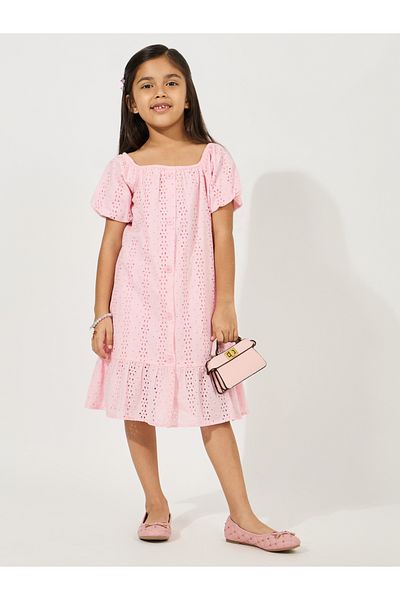 Styli Square Neck Eyelet Dress