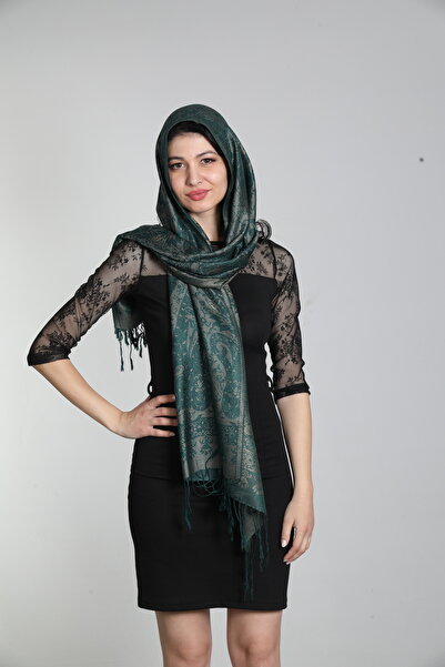 Mystic Zümrüt Yeşili %100 İpek Çift Taraflı Şal