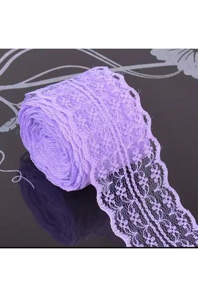 Deniz Party Store 4 Cm Double Sided Lilac Guipure Lace Ribbon - 5 Meters Double Lace Guipure