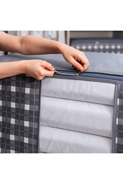 AYHANHOME 4 Pieces PlaiD PatterneD WinDoweD Cabinet Organizer - unDer Base Organizer, 45x40x30 Cm