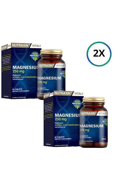Nutraxin Magnesium 250 mg 60 Tablets - Face Wash Gel, Containing Citrate (2pcs) '&' (1X100ML)