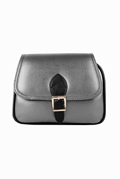 Lal Shoes & Bags Kadın Kapaklı Çapraz Çanta Kemer Detaylı-ANTRASİT