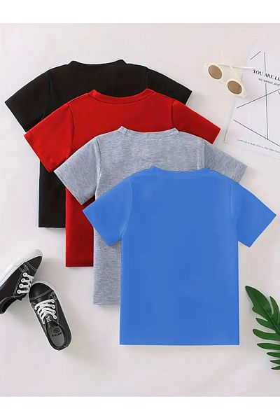 DAXİS Sportwear Company Set de 4 tricouri cu gât crew pentru băieți și fete