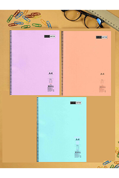 ADASRA Caiet A4 cu spirală, copertă din PP, 40 de foi, cu dungi caiete / 3 bu...