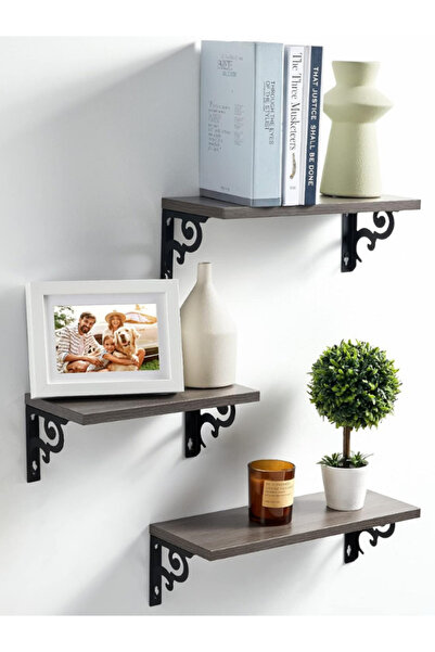 Hzm Collection Duvar Rafı Kitaplık Mutfak Banyo Yaşam Alanı Metal Ahşap 3 Lü ...