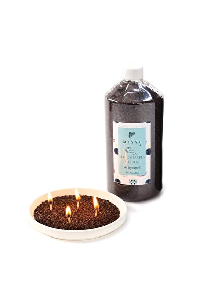 Missi Yaratıcı İnci Tozu Siyah Renk Mum (30 adet fitil ile birlikte)-400 gr