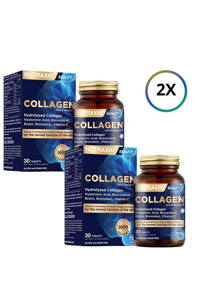 Nutraxin CollaGen 30 Tablets - HYdrolYzed CollaGen, Food Supplement. 2 Pieces and 1x100ml Face Wash Gel