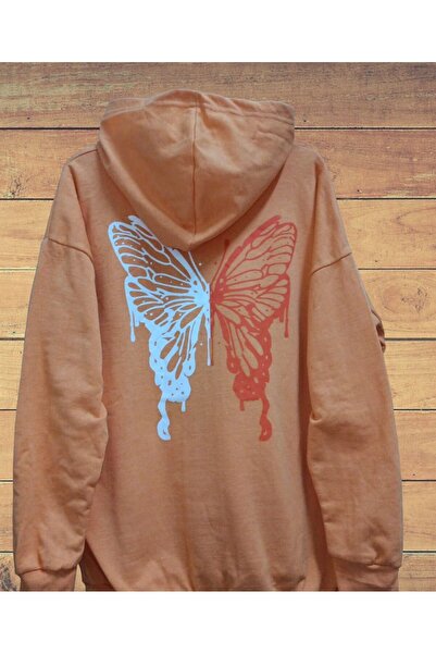 KOZİA OUTDOORS Hanorac cu glugă Malkoçbey colorat - imprimat cu fluturi pe spate